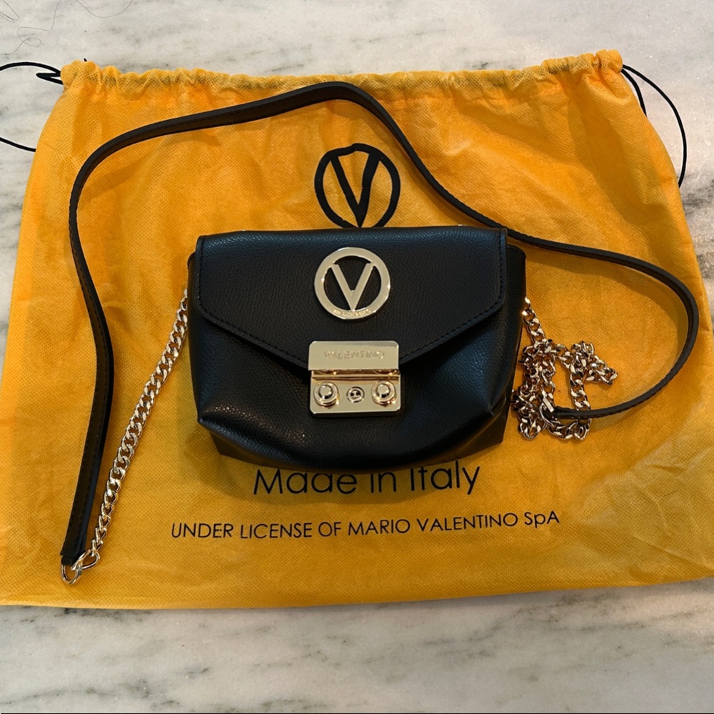 Mario Valentino Black Mini Bag with Gold Details